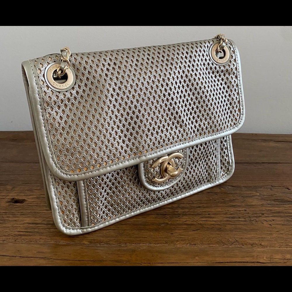 Gorgeous Chanel silver and gold flap bag